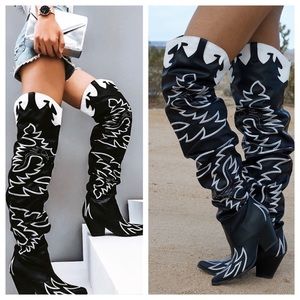 Thigh High Over the Knee Western Heeled Boot